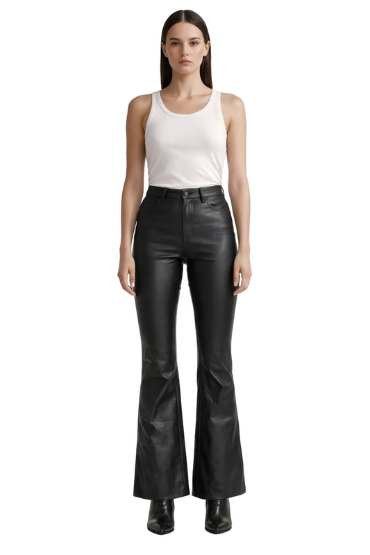 Black High-Waist Flared Trousers